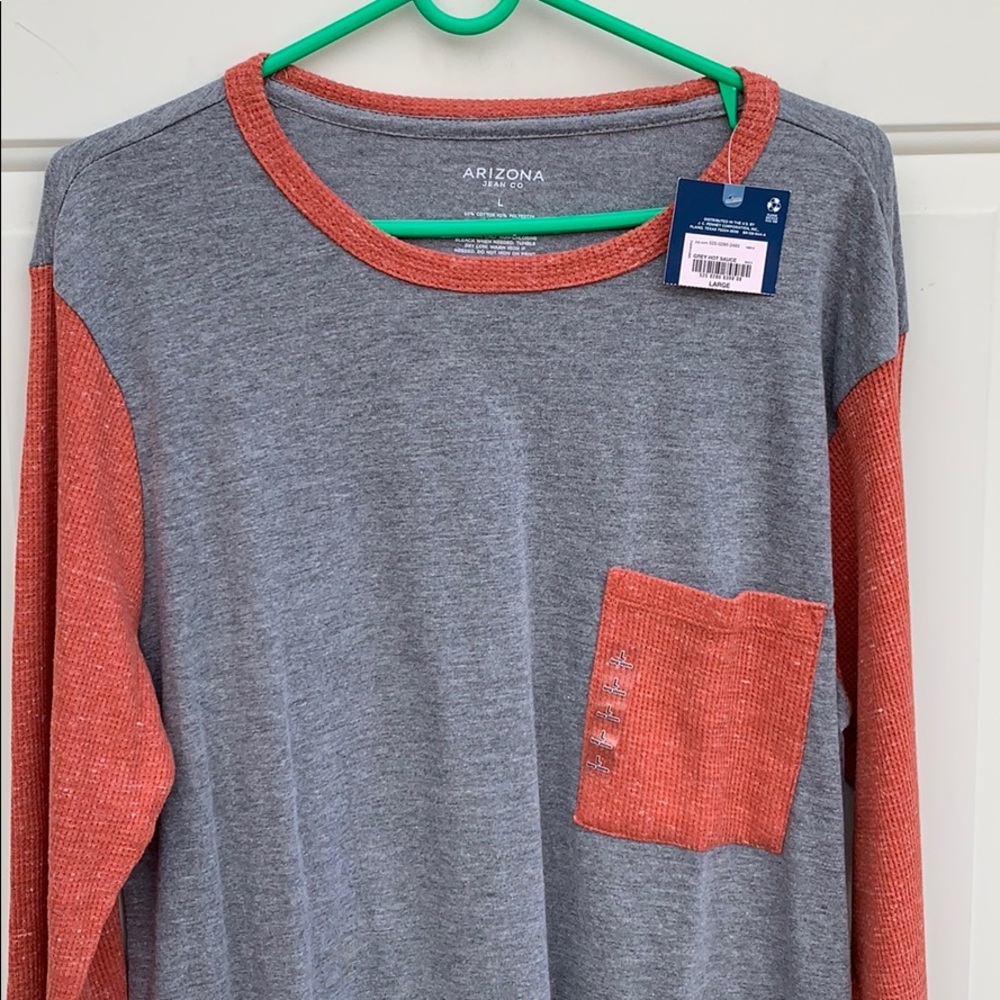 L grey w/ salmon color long sleeve thermal